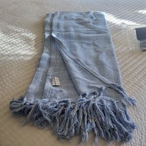 Soft Blue Woven Throw Blanket